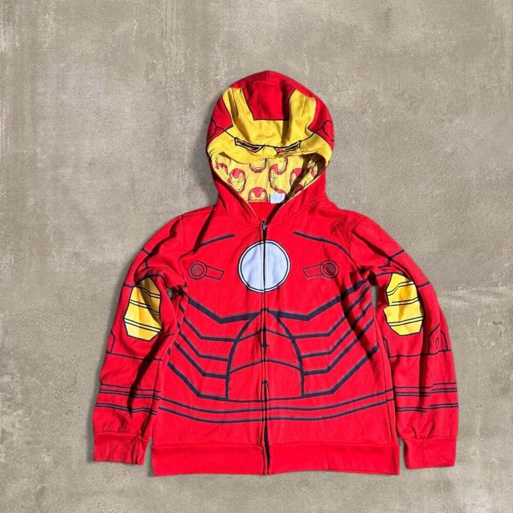 Marvel Iron Man Full Zip Hoodie Red Gold All Over Print Superhero